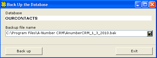Database Backup window screenshot