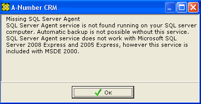 Missing SQL Server Agent  window screenshot