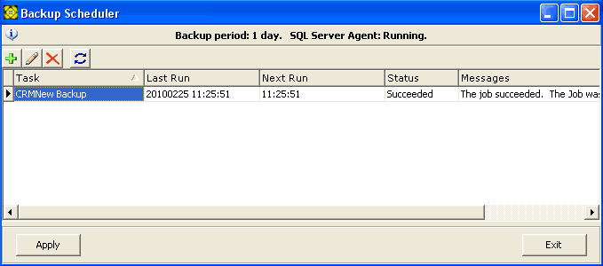 Backup Scheduller window screenshot