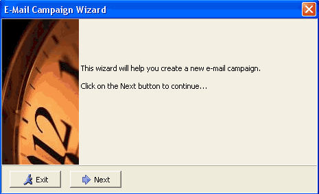 E-mail Campaign Wizard first step screenshot