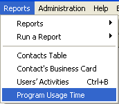 Program Usage Time menu screenshot