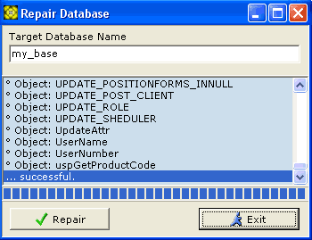 Repair Database window screenshot