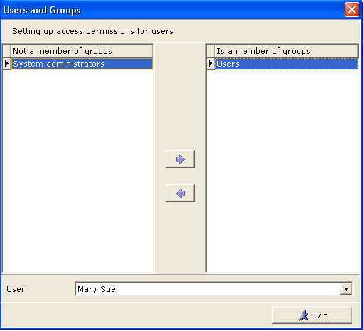 User Groups dialog screenshot
